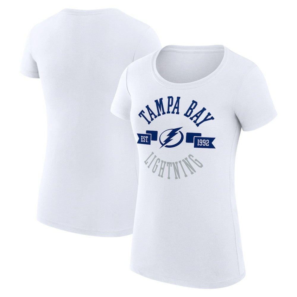 NHL Tampa Bay Lightning G-III 4Her by Carl Banks Women's Super-Slim Fit Lightweight City Graphic Sport Crewneck T-Shirt - White