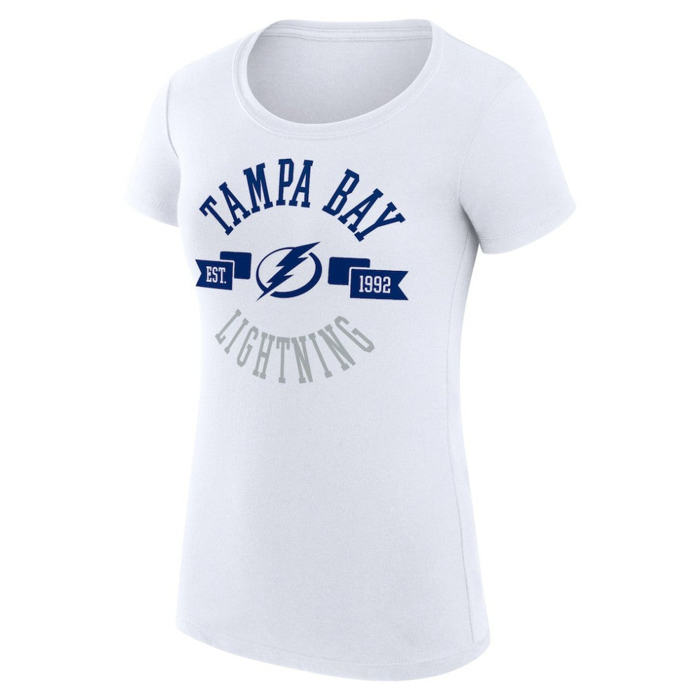 NHL Tampa Bay Lightning G-III 4Her by Carl Banks Women's Super-Slim Fit Lightweight City Graphic Sport Crewneck T-Shirt - White