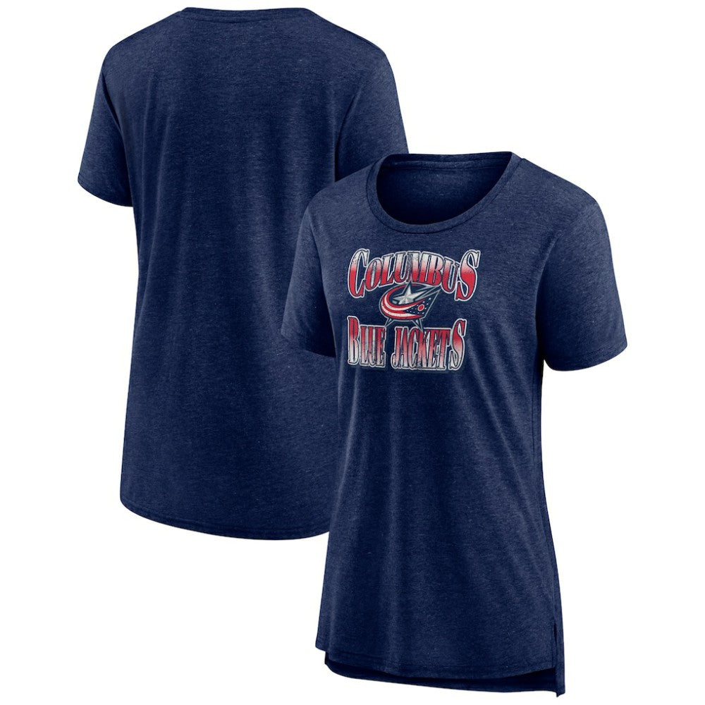 NHL Columbus Blue Jackets Women's Crash the Net Tri-Blend T-Shirt - Navy
