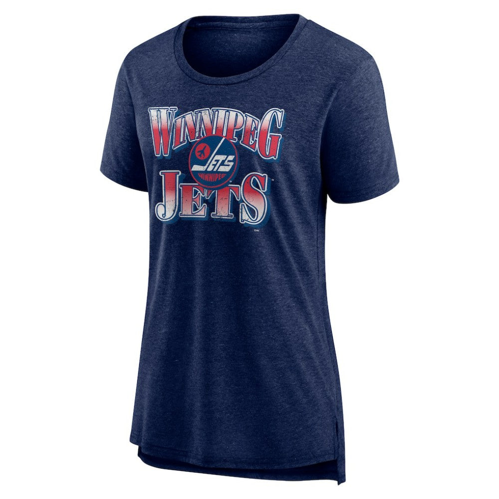 NHL Winnipeg Jets Women's Crash the Net Tri-Blend T-Shirt - Navy