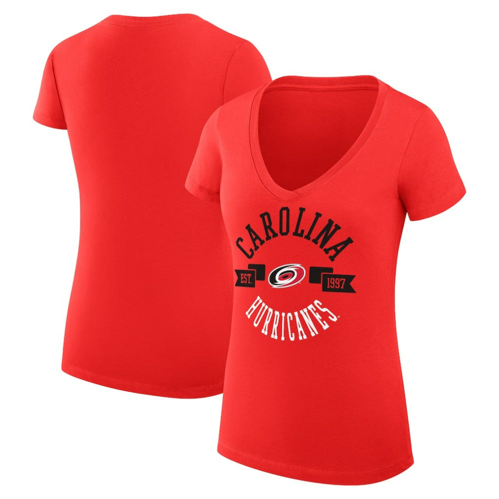 NHL Carolina Hurricanes G-III 4Her by Carl Banks Women's Super-Slim Fit Lightweight City Graphic V-Neck T-Shirt - Red