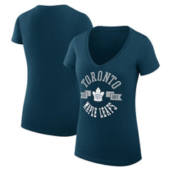 NHL Toronto Maple Leafs G-III 4Her by Carl Banks Women's Super-Slim Fit Lightweight City Graphic V-Neck T-Shirt - Navy