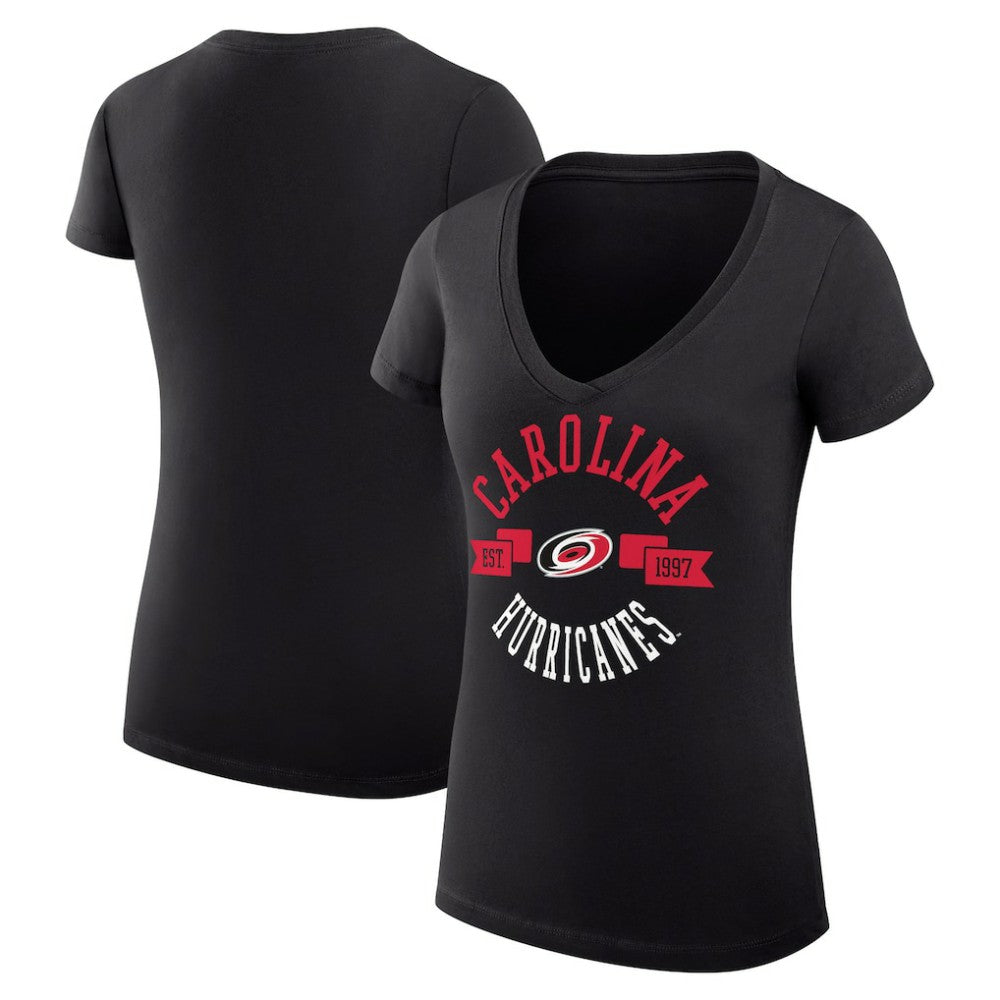NHL Carolina Hurricanes G-III 4Her by Carl Banks Women's Super-Slim Fit Lightweight City Graphic V-Neck T-Shirt - Black