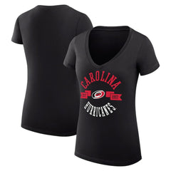 NHL Carolina Hurricanes G-III 4Her by Carl Banks Women's Super-Slim Fit Lightweight City Graphic V-Neck T-Shirt - Black
