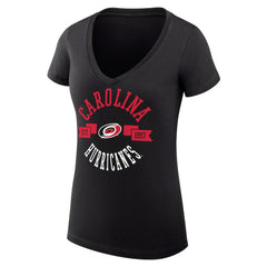 NHL Carolina Hurricanes G-III 4Her by Carl Banks Women's Super-Slim Fit Lightweight City Graphic V-Neck T-Shirt - Black
