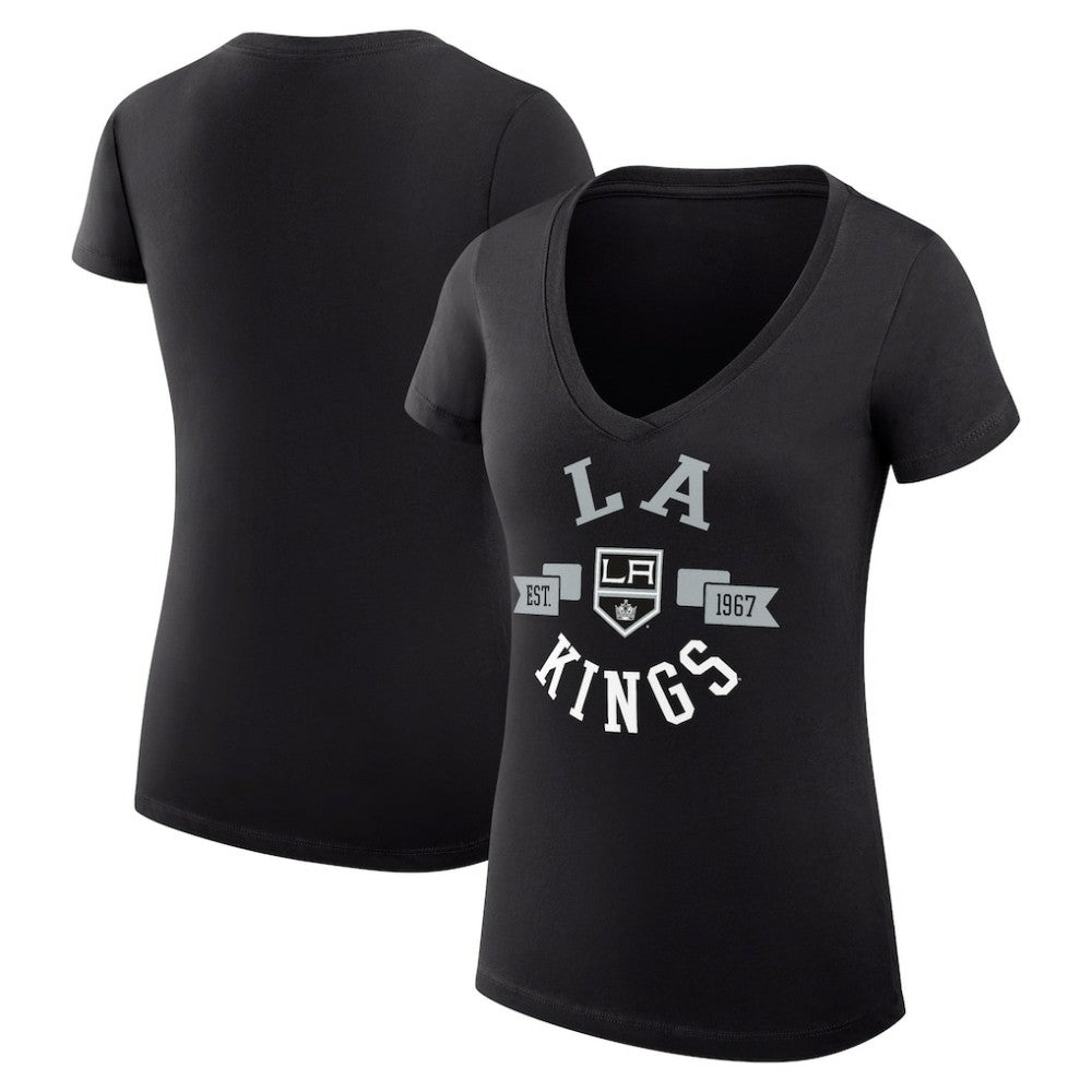 NHL Los Angeles Kings G-III 4Her by Carl Banks Women's Super-Slim Fit Lightweight City Graphic V-Neck T-Shirt - Black