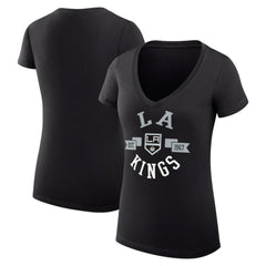NHL Los Angeles Kings G-III 4Her by Carl Banks Women's Super-Slim Fit Lightweight City Graphic V-Neck T-Shirt - Black