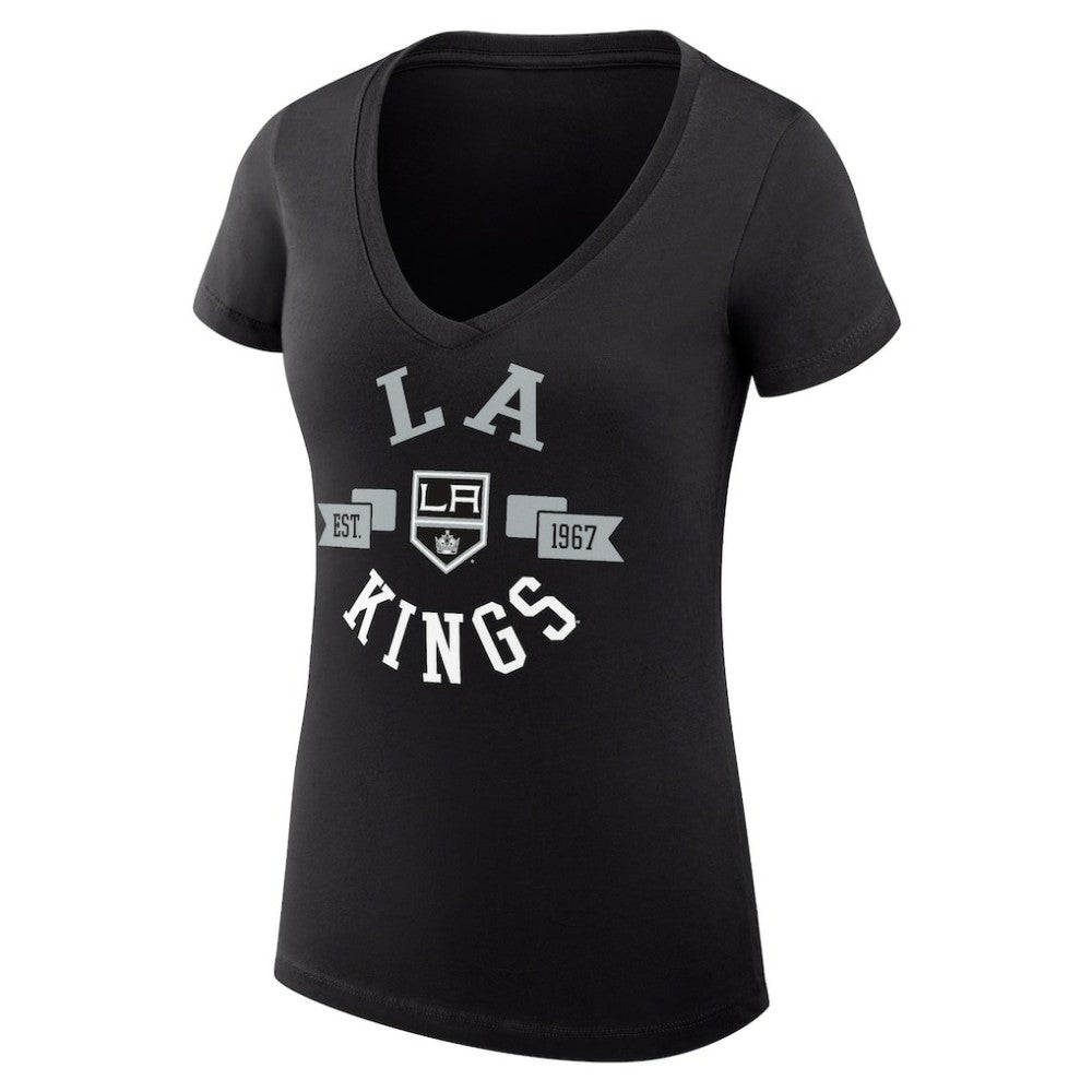 NHL Los Angeles Kings G-III 4Her by Carl Banks Women's Super-Slim Fit Lightweight City Graphic V-Neck T-Shirt - Black