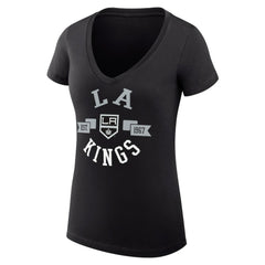 NHL Los Angeles Kings G-III 4Her by Carl Banks Women's Super-Slim Fit Lightweight City Graphic V-Neck T-Shirt - Black