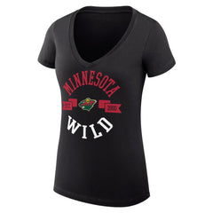 NHL Minnesota Wild G-III 4Her by Carl Banks Women's Super-Slim Fit Lightweight City Graphic V-Neck T-Shirt - Black