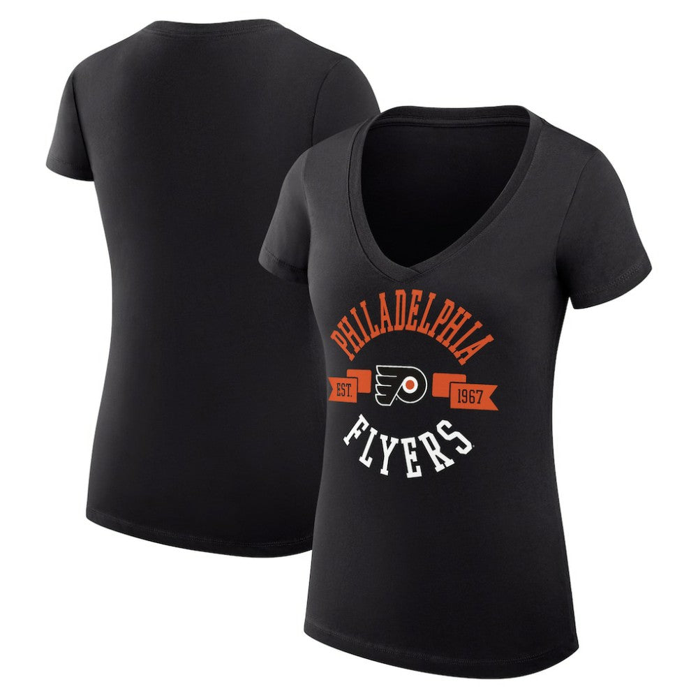 NHL Philadelphia Flyers G-III 4Her by Carl Banks Women's Super-Slim Fit Lightweight City Graphic V-Neck T-Shirt - Black