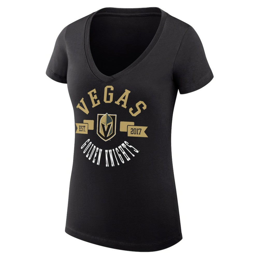 NHL Vegas Golden Knights G-III 4Her by Carl Banks Women's Super-Slim Fit Lightweight City Graphic V-Neck T-Shirt - Black