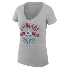 NHL Colorado Avalanche G-III 4Her by Carl Banks Women's Super-Slim Fit Lightweight City Graphic V-Neck T-Shirt - Heather Gray
