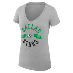 NHL Dallas Stars G-III 4Her by Carl Banks Women's Super-Slim Fit Lightweight City Graphic V-Neck T-Shirt - Heather Gray