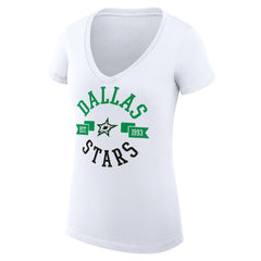 NHL Dallas Stars G-III 4Her by Carl Banks Women's Super-Slim Fit Lightweight City Graphic V-Neck T-Shirt - White