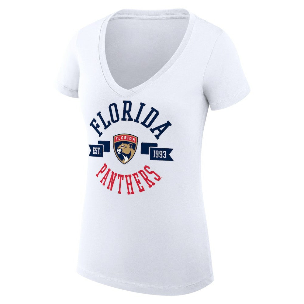 NHL Florida Panthers G-III 4Her by Carl Banks Women's Super-Slim Fit Lightweight City Graphic V-Neck T-Shirt - White