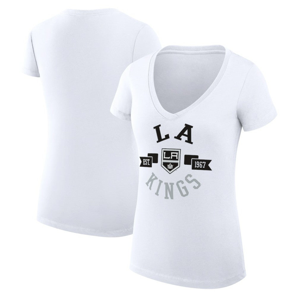 NHL Los Angeles Kings G-III 4Her by Carl Banks Women's Super-Slim Fit Lightweight City Graphic V-Neck T-Shirt - White