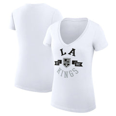 NHL Los Angeles Kings G-III 4Her by Carl Banks Women's Super-Slim Fit Lightweight City Graphic V-Neck T-Shirt - White