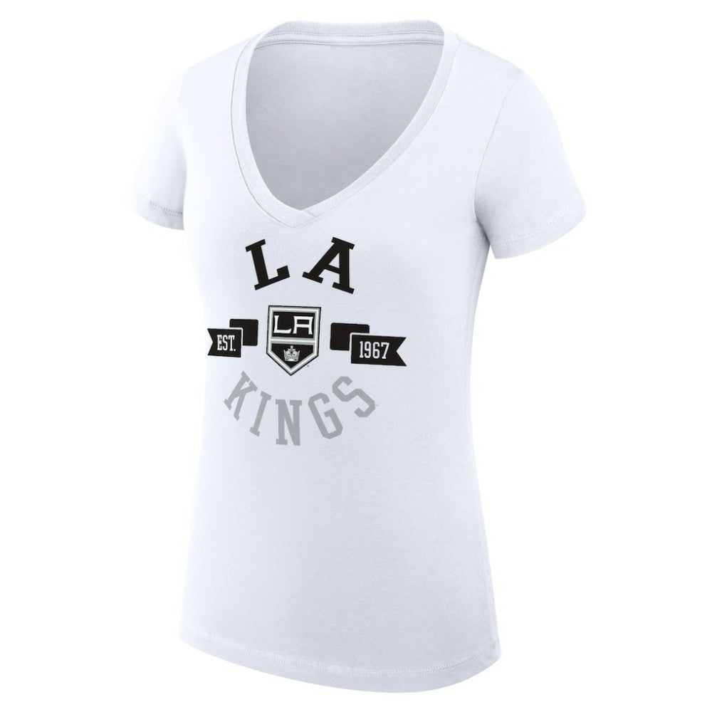 NHL Los Angeles Kings G-III 4Her by Carl Banks Women's Super-Slim Fit Lightweight City Graphic V-Neck T-Shirt - White