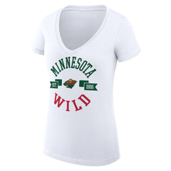 NHL Minnesota Wild G-III 4Her by Carl Banks Women's Super-Slim Fit Lightweight City Graphic V-Neck T-Shirt - White