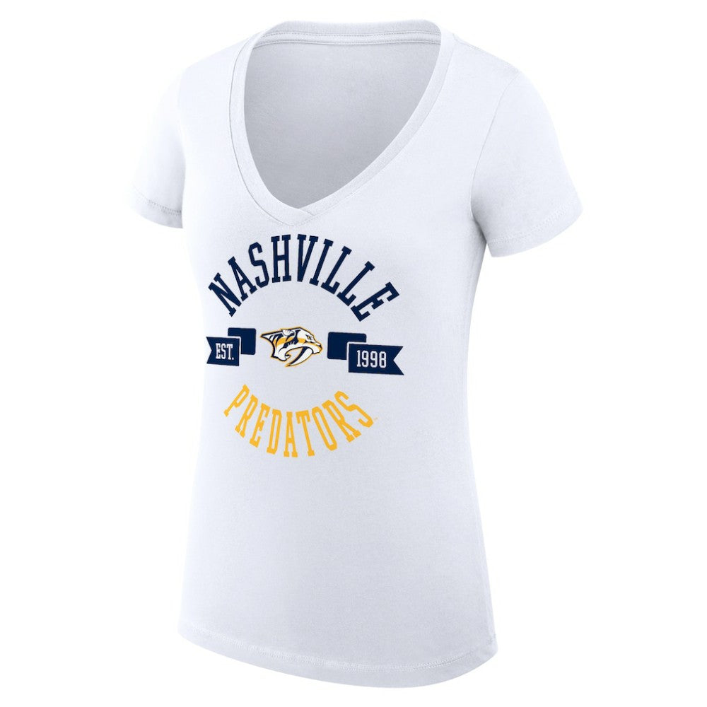 NHL Nashville Predators G-III 4Her by Carl Banks Women's Super-Slim Fit Lightweight City Graphic V-Neck T-Shirt - White