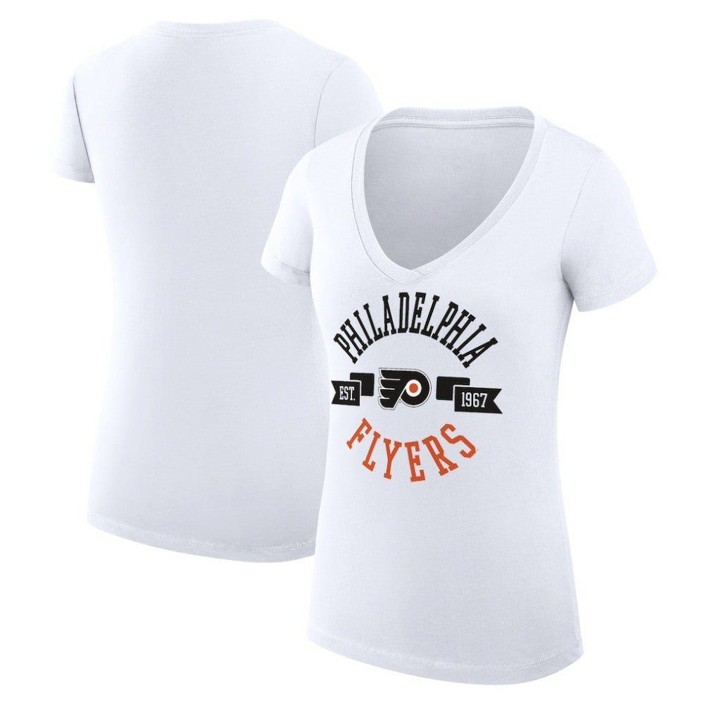 NHL Philadelphia Flyers G-III 4Her by Carl Banks Women's Super-Slim Fit Lightweight City Graphic V-Neck T-Shirt - White