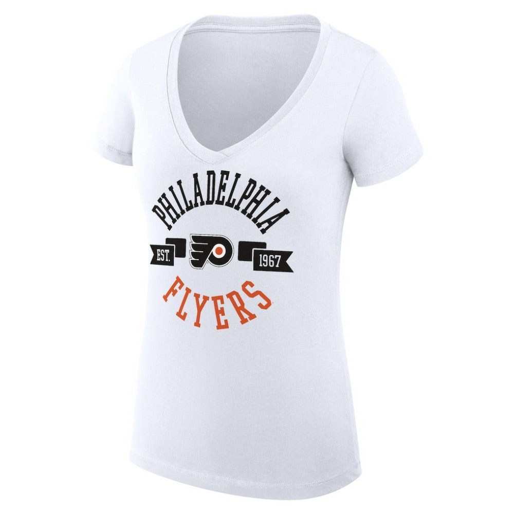 NHL Philadelphia Flyers G-III 4Her by Carl Banks Women's Super-Slim Fit Lightweight City Graphic V-Neck T-Shirt - White