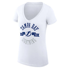 NHL Tampa Bay Lightning G-III 4Her by Carl Banks Women's Super-Slim Fit Lightweight City Graphic V-Neck T-Shirt - White