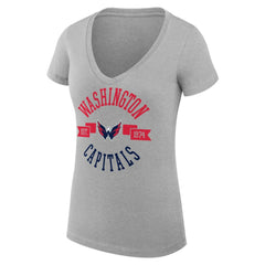 NHL Washington Capitals G-III 4Her by Carl Banks Women's Super-Slim Fit Lightweight City Graphic V-Neck T-Shirt - Heather Gray