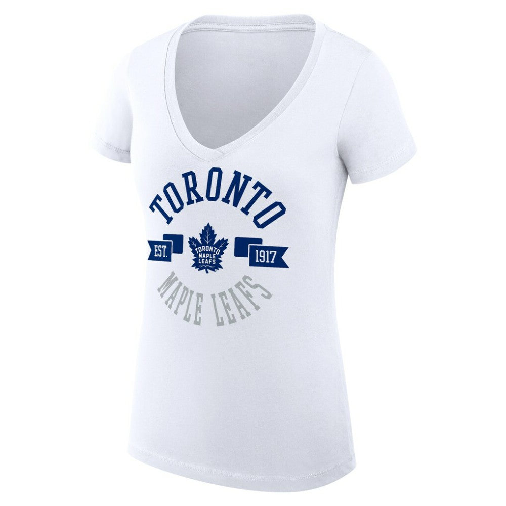 NHL Toronto Maple Leafs G-III 4Her by Carl Banks Women's Super-Slim Fit Lightweight City Graphic V-Neck T-Shirt - White
