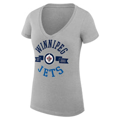 NHL Winnipeg Jets G-III 4Her by Carl Banks Women's Super-Slim Fit Lightweight City Graphic V-Neck T-Shirt - Heather Gray