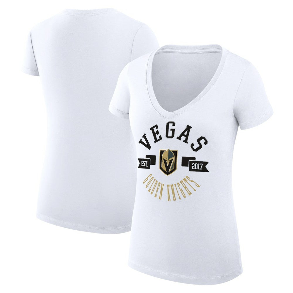 NHL Vegas Golden Knights G-III 4Her by Carl Banks Women's Super-Slim Fit Lightweight City Graphic V-Neck T-Shirt - White