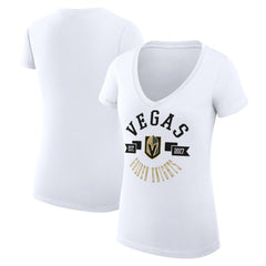 NHL Vegas Golden Knights G-III 4Her by Carl Banks Women's Super-Slim Fit Lightweight City Graphic V-Neck T-Shirt - White