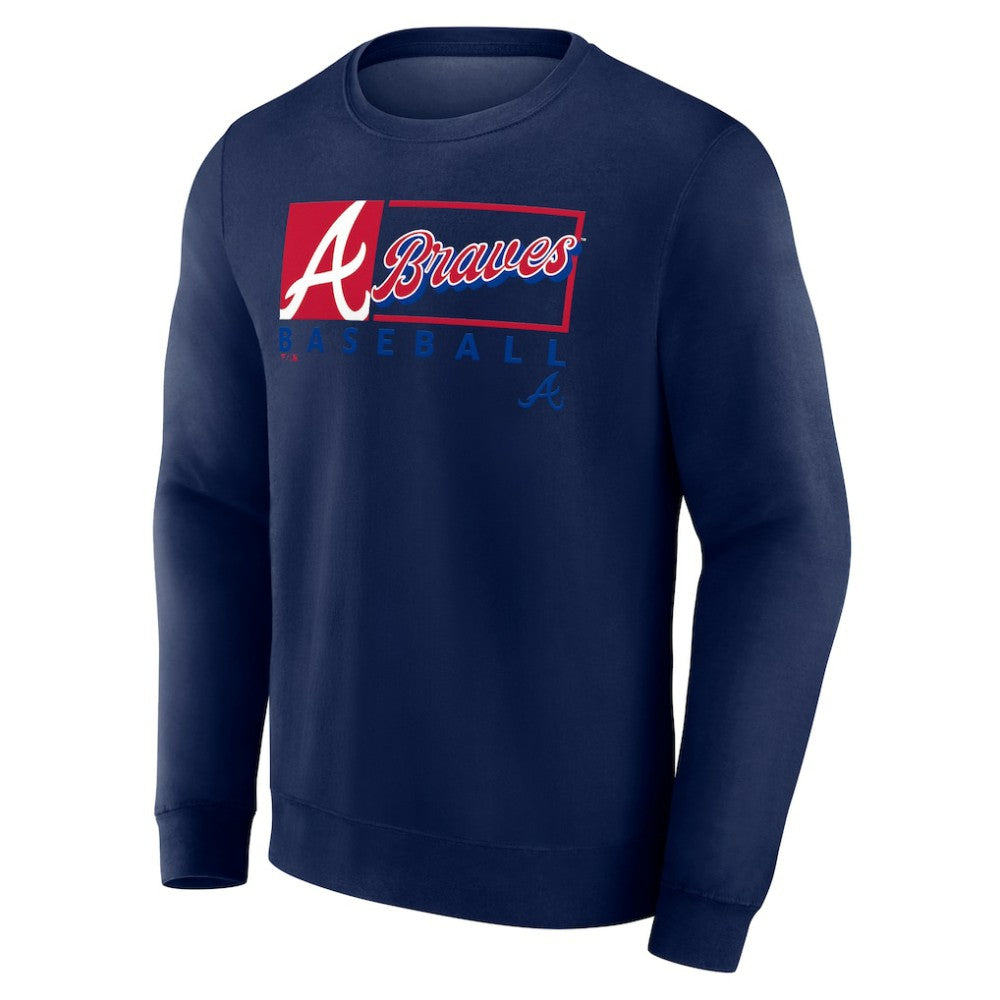 Atlanta Braves Fanatics Focus Fleece Pullover Sweatshirt - Navy Pullover