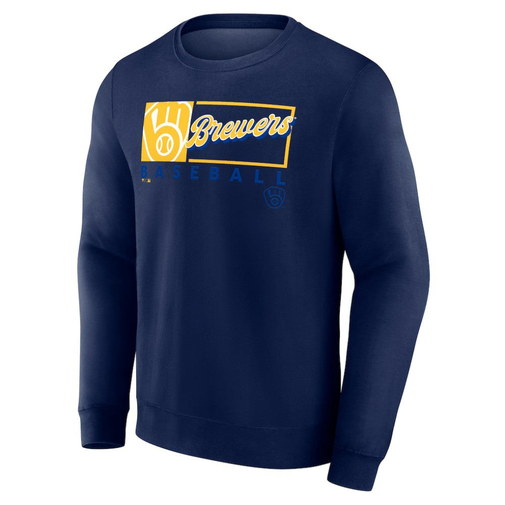 Milwaukee Brewers Fanatics Focus Fleece Pullover Sweatshirt - Navy Pullover