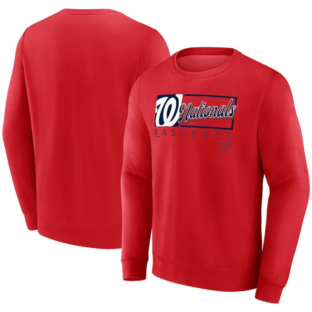 Washington Nationals Fanatics Focus Fleece Pullover Sweatshirt - Red Pullover