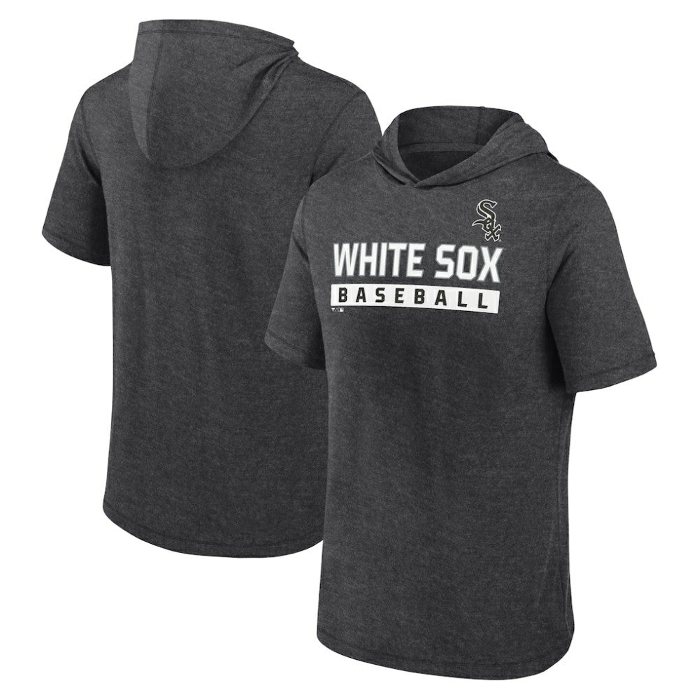 Chicago White Sox Fanatics Push Short Sleeve Pullover Hoodie - Heather Charcoal Hoodies