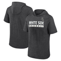 Chicago White Sox Fanatics Push Short Sleeve Pullover Hoodie - Heather Charcoal Hoodies