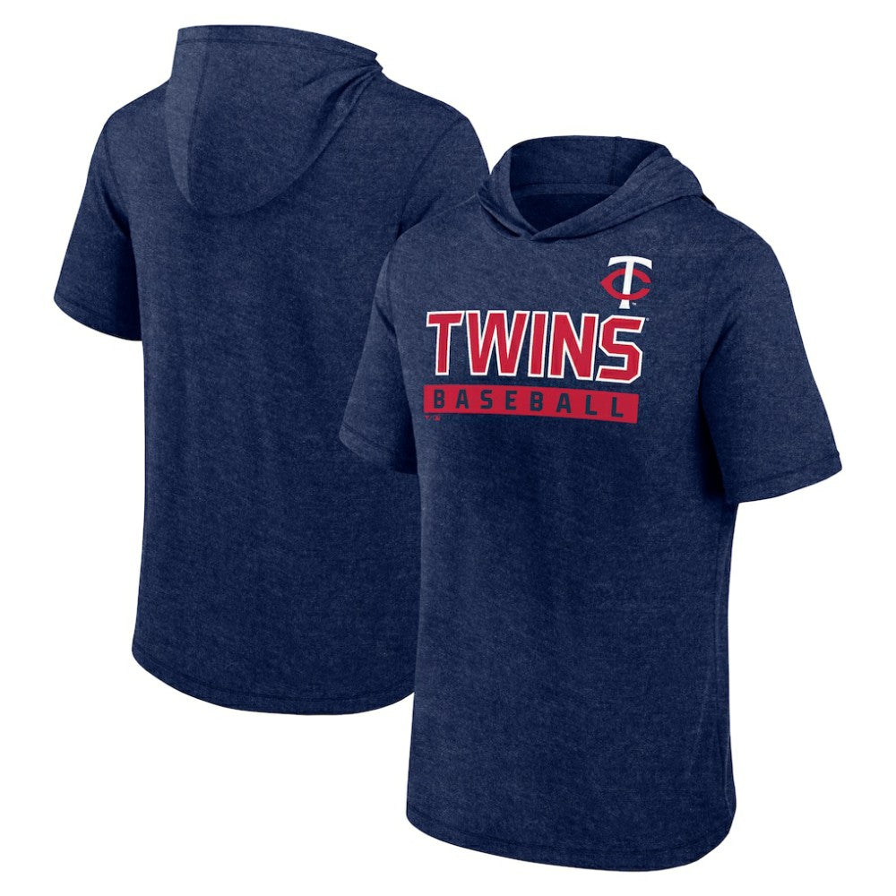 Minnesota Twins Fanatics Push Short Sleeve Pullover Hoodie - Heather Navy Hoodies