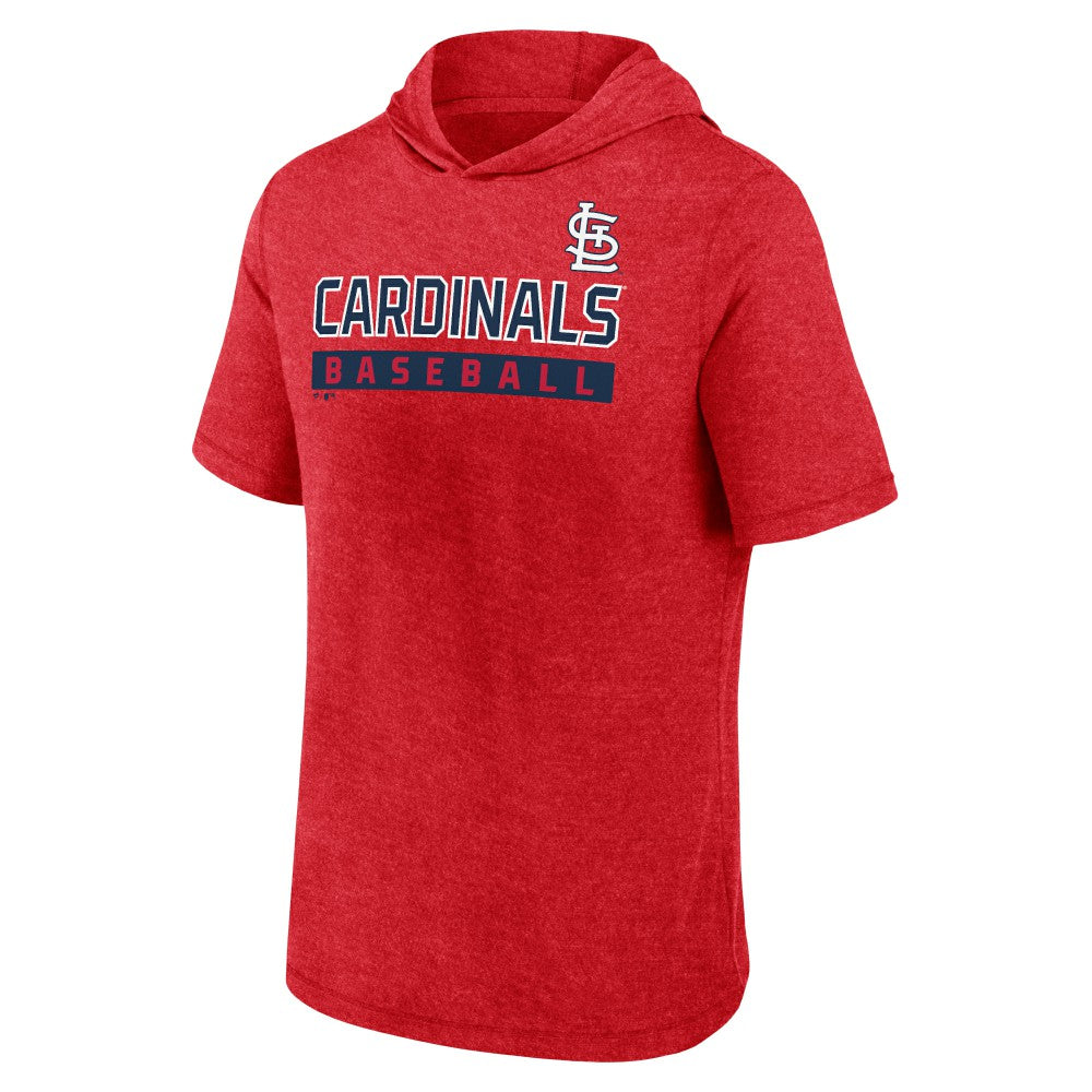 St. Louis Cardinals Fanatics Push Short Sleeve Pullover Hoodie - Heather Red Hoodies