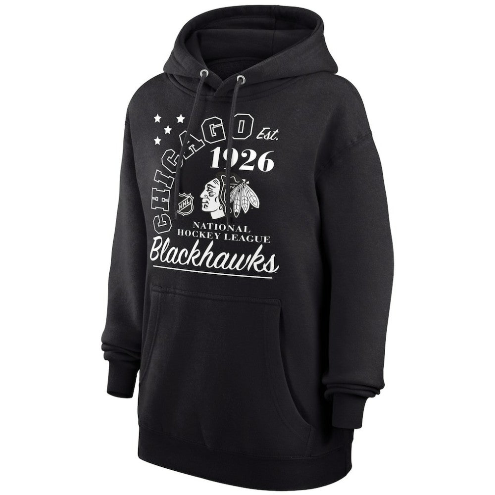 NHL Chicago Blackhawks Starter Arch City Team Graphic Fleece Pullover Hoodie - Black
