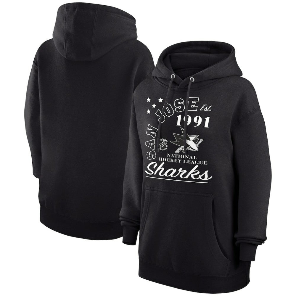 NHL San Jose Sharks Starter Arch City Team Graphic Fleece Pullover Hoodie - Black