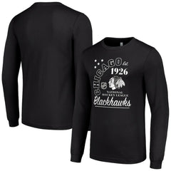 NHL Chicago Blackhawks Starter Arch City Theme Graphic Long Sleeve T-Shirt - Black