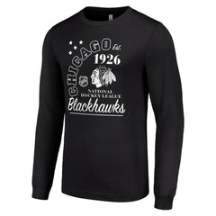 NHL Chicago Blackhawks Starter Arch City Theme Graphic Long Sleeve T-Shirt - Black