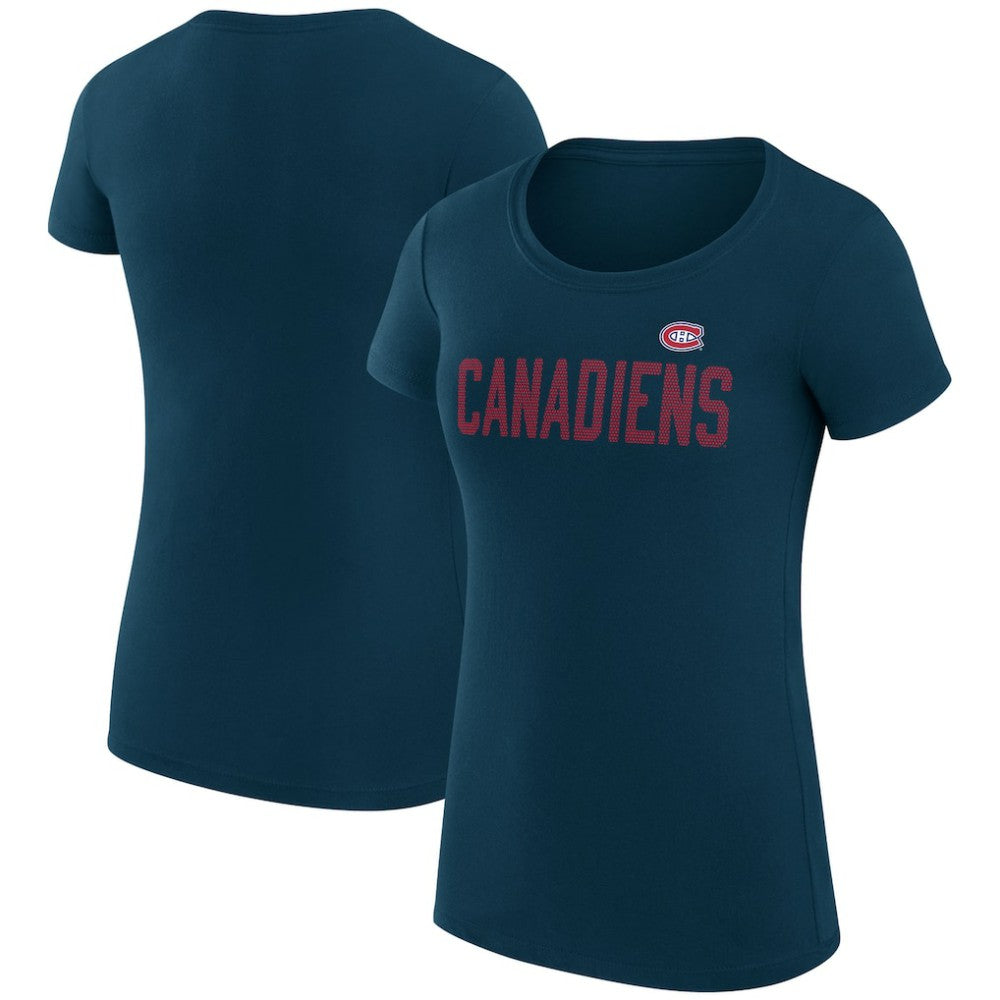 NHL Montreal Canadiens G-III 4Her by Carl Banks Women's Super-Slim Fit Lightweight Dot Print Team T-Shirt - Navy