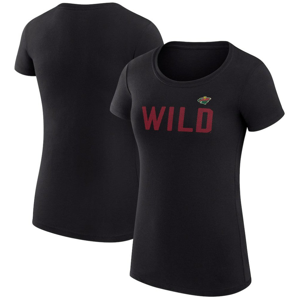 NHL Minnesota Wild G-III 4Her by Carl Banks Women's Super-Slim Fit Lightweight Dot Print Team T-Shirt - Black