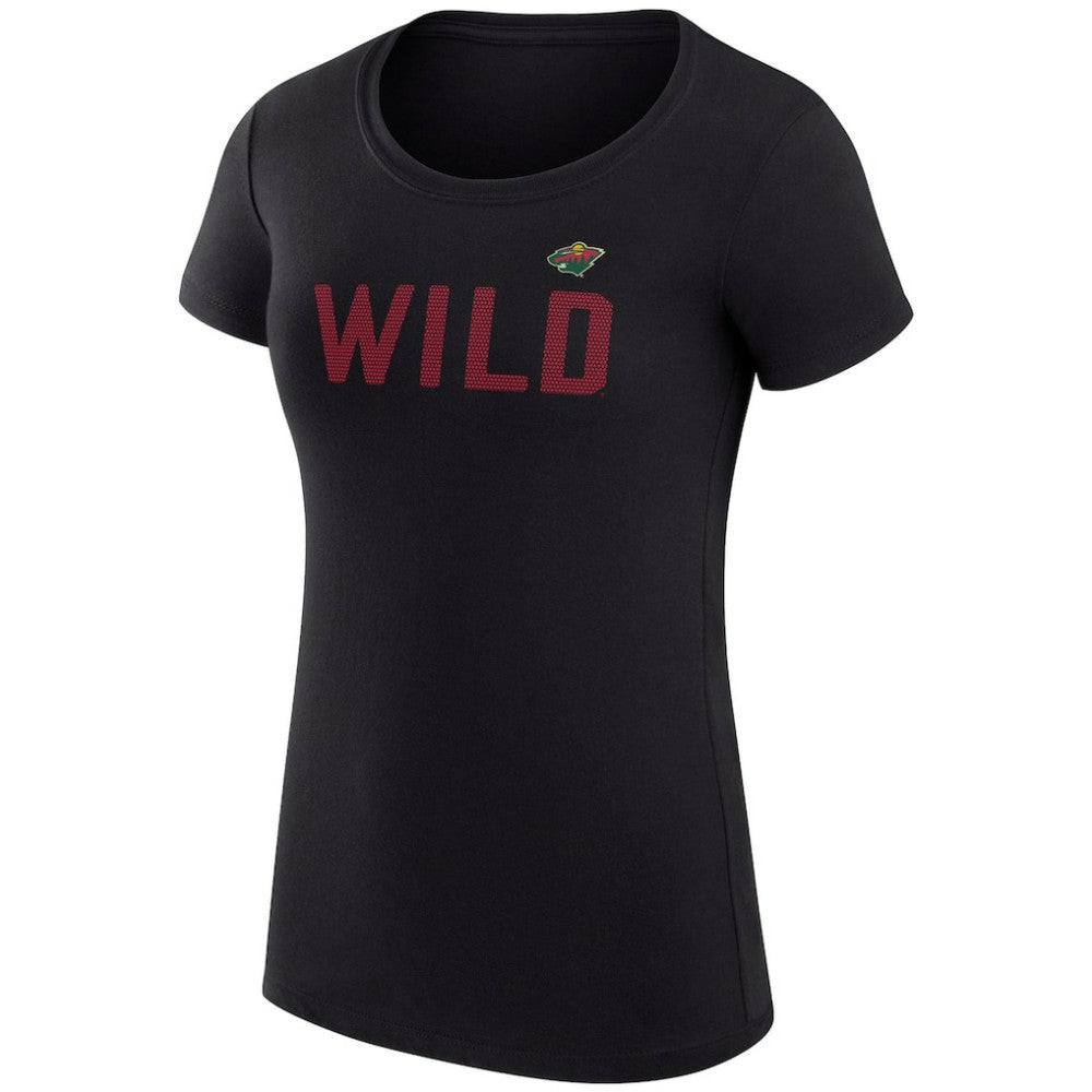 NHL Minnesota Wild G-III 4Her by Carl Banks Women's Super-Slim Fit Lightweight Dot Print Team T-Shirt - Black