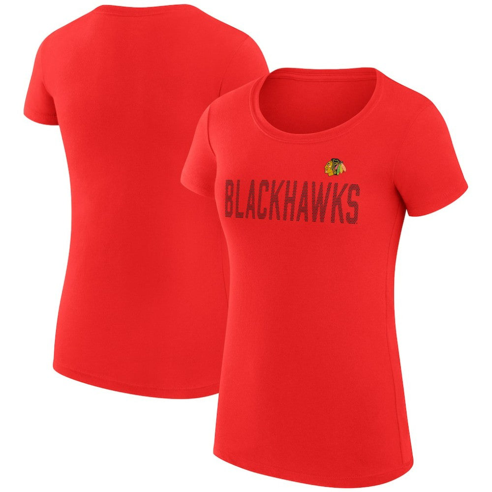NHL Chicago Blackhawks G-III 4Her by Carl Banks Women's Super-Slim Fit Lightweight Dot Print Team T-Shirt - Red
