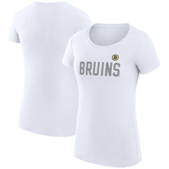 NHL Boston Bruins G-III 4Her by Carl Banks Women's Super-Slim Fit Lightweight Dot Print Team T-Shirt - White