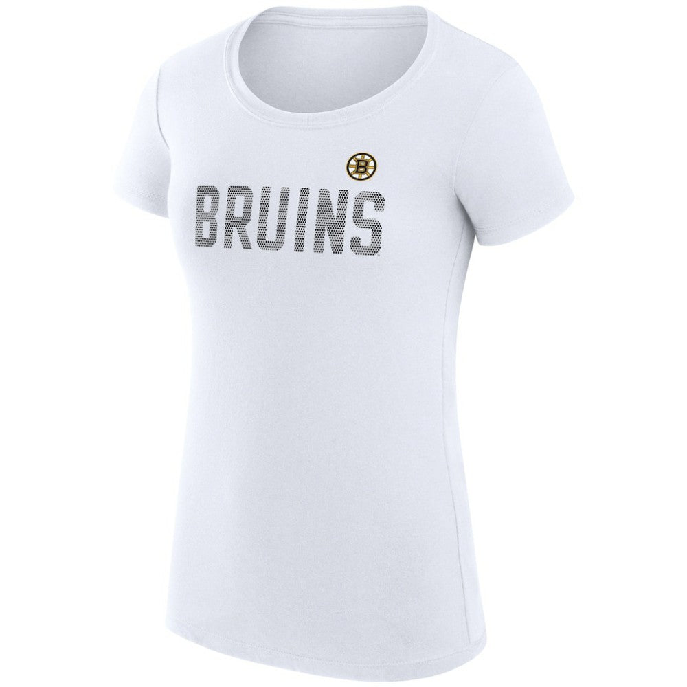 NHL Boston Bruins G-III 4Her by Carl Banks Women's Super-Slim Fit Lightweight Dot Print Team T-Shirt - White